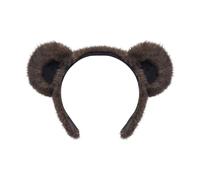 Faux Bear Ears Headband & Short Tail Set Animal Cosplay Costume For Halloween Christmas Party Accessories Faux Furs Tail