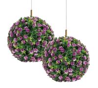 Faux Boxwood Balls Plants 10" Artificial Topiary Ball | Waterproof Fake Boxwood Topiary Leaf Plants, Hanging Ornaments and Accessories for Garden Wedding Balcony