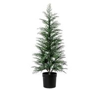 Faux Cedar Tree - 3FT/90CM Artificial Christmas Tree in Pot with Pinecone for Front Porch Bedroom Indoor Outdoor Farmhouse Offices Home Outside Decor (Green, 90cm)