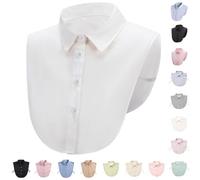 Faux Collar Women Shirt Collars for Women Elegant Detachable Half Blouse Classic Button Dickey False Collar Adjustable Strap Sleeveless Folding Bib Dickie False for Jumpers A White