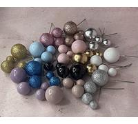Faux Coloured Polystrene Cake Topper Ball Spheres (Silver)