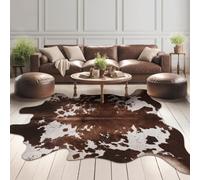 Faux Cowhide Cow Print Rug: 5.2 x 6.2 Feet Cow Hide Animal Print Area Carpet Large Western Decor for Living Room Bedroom