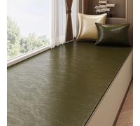 Faux Cowhide Leather Print Window Sill Cushion, Waterproof Bay Window Mat Cover Balconies Pad, Anti Cat Scratch Window Lounger Liner Indoor(Green,170x40cm(67x16in))