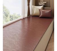 Faux Cowhide Leather Print Window Sill Cushion, Waterproof Bay Window Mat Cover Balconies Pad, Anti Cat Scratch Window Lounger Liner Indoor(Brown,300x50cm(118x20in))