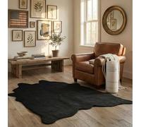 Faux Cowhide Rug 4'3"x5'7" - Black Cow Print Rug, Washable, Non-Shedding