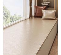 Faux Cowhide Waterproof Window Sill Cushion AntiCat Scratch Bay Window Mat Indoor Balconies Pad Beige 150x70cm (59x28in) for Comfort & Style