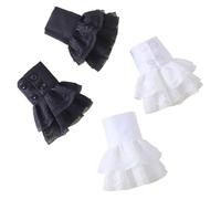 Faux-cuffed sleeve ensemble， Multicolor DIY Detachable Lace Wrist Cuffs Extension Sleeves Elastic Women Pack Of 2