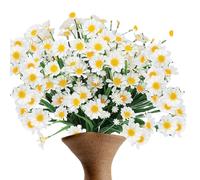 Faux Daisies - UV Resistant Artificial Shrubs, Vibrant Outdoor Silk Greenery Sprays with Flexible Stem Support, Brightens Exterior Landscaping Aesthetics, Ideal for Garden Porch Window Boxes
