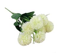 Faux Dandelion Bouquet Featuring 7 Heads for Wedding Decor Home Living Room Styling Centerpiece Artificial Flower Display (white)