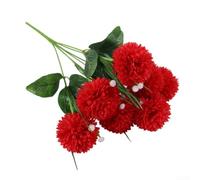 Faux Dandelion Bouquet With 7 Stems For Wedding Tablescape Home Decor Centerpiece Styling Artificial Flower Arrangement(Red)