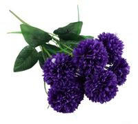 Faux Dandelion Bouquet With 7 Stems For Wedding Tablescape Home Decor Centerpiece Styling Artificial Flower Arrangement(deep purple)