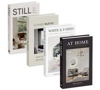 Faux Decorative Books for Home Decor - Luyseyha Fake Hollow Books Stack, Cardboard Decor for Coffee Table, Shelf, Living Room, Bedroom, Set of 4