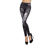 Faux Denim Pants Women Elasticated High Waist Jeans Leggings Butterfly Printed Leggings Stretch Skinny Soft Imitation Denim Pants Gothic Jegging Slim Fit Tights Outfits Hip Yoga Pant Legging