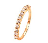 Faux Diamond Rings for Women, Pretty Rings for Women Stackable Ring with White Round Shape Created Diamond 14K Rose Gold Size X 1/2