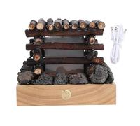 Faux Fire Lamp, USB Rechargeable 3 Mode LED Campfire Night Light with White Noise and Flickering Flame Effect, Built-in Crackling Sound for Home Desk Decor, Bedroom, Parties, Gifts