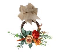 Faux Floral Wreath Rattan Rings Bright Color Wall Decors For Living Room Bedroom Wedding Indoors Outdoor Decoration Realistic Rattan Wreath
