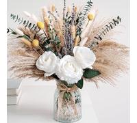 Faux Flower Arrangement with Vase, Center Pieces Decoration for Table, Pampas Grass Floral Décor, Thanksgiving & Christmas Coffee Table Decorations, Artificial Flowers in Vase, Centro de Mesa