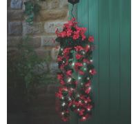 Faux Flower Solar Powered Hanging Decoration - Outdoor Garden Artificial Floral Display With 30 Led Lights - H72 X 17Cm Diameter