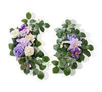 Faux Flower Swag Set of 2, Small Wedding Arch Flowers, Dusty Rose Flowers Welcome Signs Arch Flower for Wedding Reception Ceremony Signs Decor (Purple)