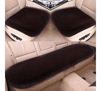 Faux Fox Fur Car Seat Cushion, Universal Seat Pads, Coffee, 3 PCS Set | Fluffy Thick Plush, Non-Slip with Buckles, Warm, Soft & Comfortable, Autumn Winter Car Interior Decoration