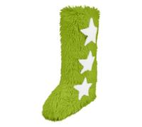 Faux Fur Boots for Women Plush Knee High Boot Pentagon Printed Snow Boots Ladies Flat Chunky Sole Boot Furry Mid Calf Booties Winter Warm Long Booties Candy-Colored Slip-On Bootie Round Toe Shoes