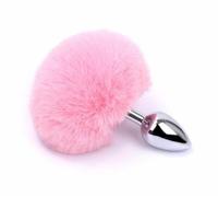 Faux Fur Bunny Tail Butt Plug (Light Pink)