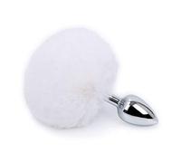 Faux Fur Bunny Tail Butt Plug (White)