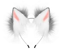 Faux Fur Cat Ear Headband Cosplay Costume Party Cute Head Accessories for Halloween, Fluffy Wolf Fox Cat Ears Headband Costume Hair Hoop