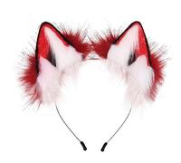 Faux Fur Cat Ears Headband Handmade Furry Fox Ears Fluffy Wolf Ears Hair Hoop Women Cosplay Costumes Halloween Dress Up for Kids Adults