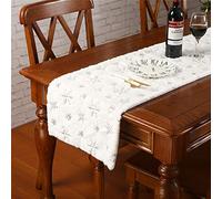 Faux Fur Christmas Table Runner with Silver Sequin Snowflakes, White Super Soft Thick Luxury Table Decoration for Holiday Xmas,15x70 Inch