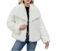 Faux Fur Coat for Women Uk - Fleece Winter Warm Plush Jacket, Solid Color Long Sleeve Top, Open Front Lapel Cardigan, Ladies Elegant Outwear Overcoats, Fluffy Windproof Thick, Streetwear 8 10 12 14 16
