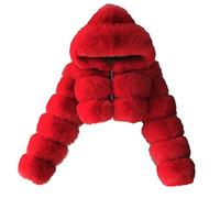 Faux Fur Coat for Women UK Plus Size Solid Zip Up Teddy Bear Short Faux Crop Hooded Pullover Warm Furry Splicing Jackets Long Sleeve Fluffy Sherpa Coats Outwear Overcoat Super Soft for Winter Outdoor