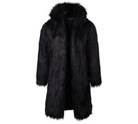 Faux Fur Coat Thick Mens Long Black Jacket Warm Furry Overcoat Furry Lapel Trench Outwear Winter Parka Overcoat Fluffy Long Sleeve Cardigan Thickened Plush Outercoat