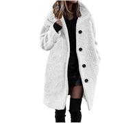 Faux Fur Coat Womens Coats Chic Overcoat for Everyday Wear Windproof Coat from Casual Weekends to Smart Occasions Elegant Coats Button-Front Jacket White M