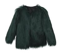 Faux Fur Coat Women's Short Fur Jacket V-Neck Fur Coat Elegant Winter Jacket Plain Faux Fur Jacket Warm Fur Jacket Faux Fur Winter Coat Loose Fur Coat Winter Oversized Cuddly Jacket, Green, 3XL