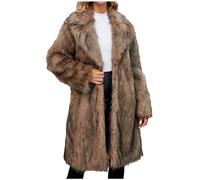 Faux Fur Coats for Women UK 2024 Clearance, Long Jacket Thicken Warm Furry Coat Luxury Elegant Parka Coat Open Front Long Cardigan Jacket Plus Size Outwear Ladies Plush Coats Fluffy Winter Overcoat