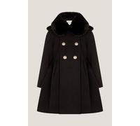 Faux Fur Collar Double-Breasted Coat Black Monsoon Black 15-16 Years