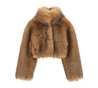 Faux Fur Crop Jacket - female - ROTATE Birger Christensen - Faux Fur & Shearling Jackets - Beige - 2XS - Jackets 2XS