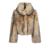 Faux Fur Crop Jacket - female - ROTATE Birger Christensen - Faux Fur & Shearling Jackets - Beige - S/M - Jackets S/M