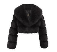 Faux Fur Cropped Coat for Women Uk - Winter Warm Short Jacket, Lapel Open Front Cardigans, Plush Soft Fluffy Coats, Long Sleeve Overcoat, Comfy Soft Solid Color Fuzzy Tops, Fleece, Size S-XL
