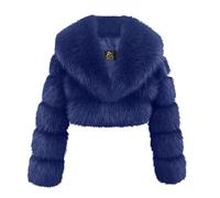 Faux Fur Cropped Coat for Women Uk - Winter Warm Short Jacket, Lapel Open Front Cardigans, Plush Soft Fluffy Coats, Long Sleeve Overcoat, Comfy Soft Solid Color Fuzzy Tops, Fleece, Size S-XL