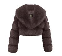 Faux Fur Cropped Coat for Women Uk - Winter Warm Short Jacket, Lapel Open Front Cardigans, Plush Soft Fluffy Coats, Long Sleeve Overcoat, Comfy Soft Solid Color Fuzzy Tops, Fleece, Size S-XL