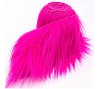 Faux Fur Fabric for Crafts Soft Shaggy Plush Precut Stripes Fluffy Fuzzy Roll for Cosplay Costume Christmas Santa Beard Hair Decoration Rose Red 1.5 m x 5 cm