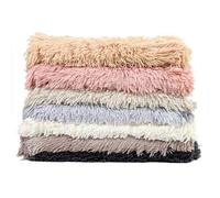 Faux Fur Fabric, Long Hair Flokati Mongolian Style Material. for Apparel or New Born Photo Prop, Soft Curly Woolly Pile Fleece. Dusky Subtle Colours, Neotrims UK. Dusky Salmon, Fat Square