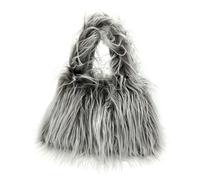 Faux Fur Fluffy Hobo Bag Furry Handbag Purse Y2K Fuzzy Tote Bag,Trendy Cute Plush Purse Women Punk-Style Shoulder Bag, Grey