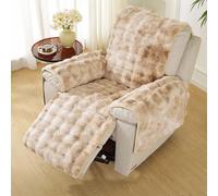 Faux Fur Fluffy Recliner Chair Slipcover,Gradient Recliner Sofa Cushions,Faux Rabbit Fur Non Slip Sofa Cover,Washable Recliner Chair Covers, Furniture Protector with Elastic Straps for Kids Pets (D)