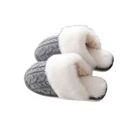 Faux Fur Fluffy Shoes for Women - Cotton Slippers for Women Wide - Plush Warm Indoor Outdoor Slippers Matching Slipper Couples Winter Slipper Indoor Plush Fleece Lined House Shoes