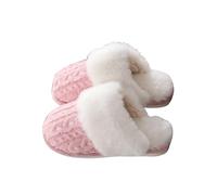 Faux Fur Fluffy Shoes for Women - Cotton Slippers for Women Wide - Plush Warm Indoor Outdoor Slippers Matching Slipper Couples Winter Slipper Indoor Plush Fleece Lined House Shoes Pink