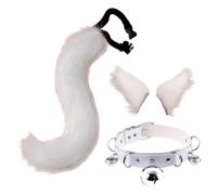Faux Fur Fox Cat Ears Hair Headband Tail Gloves Set Furry Cosplay Set | Fluffy Cat Fox Wolf Tail Ears Hair Clip Claw Gloves for Anime Fancy Dress Party Halloween Christmas Carnival Role Play