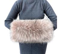 Faux Fur Hand Muffs Women Winter Warmer Fuzzy Pouch Furry Plush Arms Warmer Thickened Muffler Wedding Girl Kids Elegant Luxury Chic Fashion Party Festival Activity (Grey with Black)